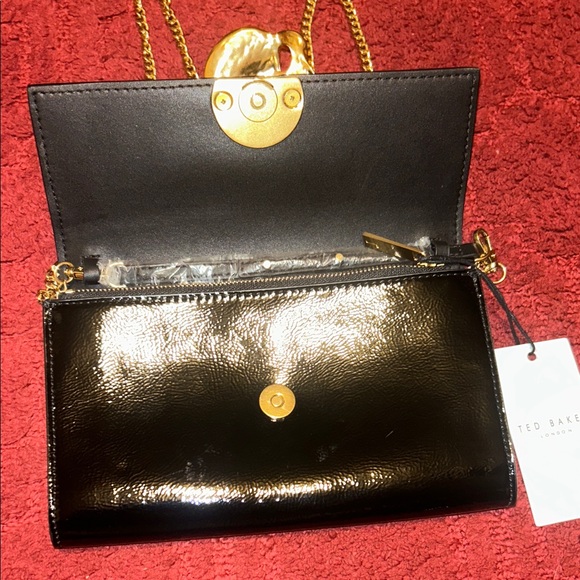 Elegant Black and Gold Clutch with Chain by Ted Baker - Picture 5 of 10